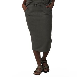 Prana Women’s Cozy Up Midi Skirt Jersey Knit In Balsam Heather Skirt Size M BNWT